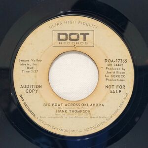 Hank Thompson 45 RPM - Big Boat Across Oklahoma / Next Time I Fall In Love VG-